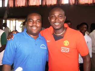 Olayinka Abiodun with a fellow internet marketer Akin Alabi